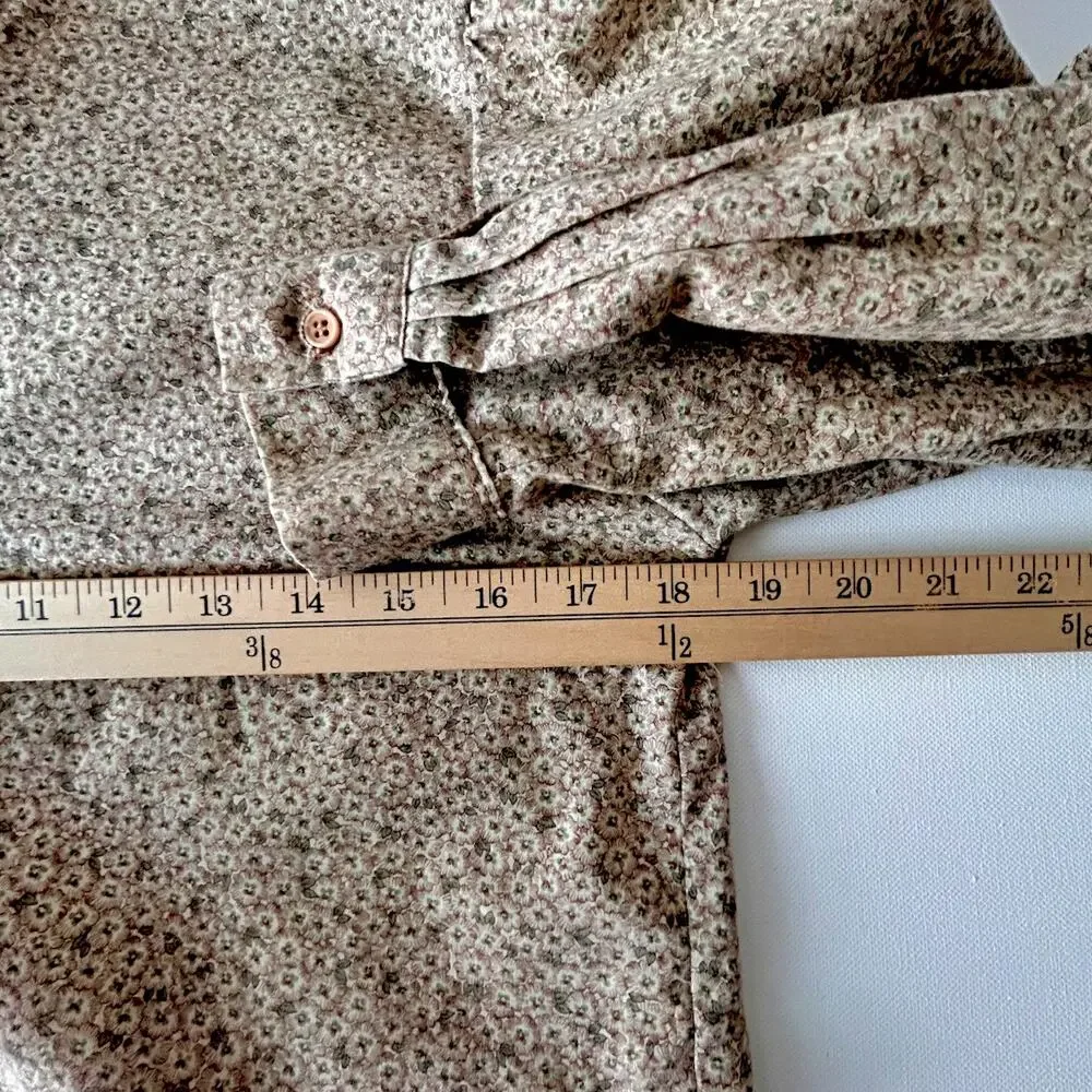 Vintage 70s Prairie Micro Floral Puffy Sleeves Lace Trim Cottage Pioneer Small - Picture 7 of 11